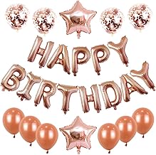 誕生日 飾り セット 風船セット豪華ライトイルミネーションパーティ装飾用品光る Happy Birthday パーティー装飾 バースデー飾り スターライト灯串 (ローズゴールド)