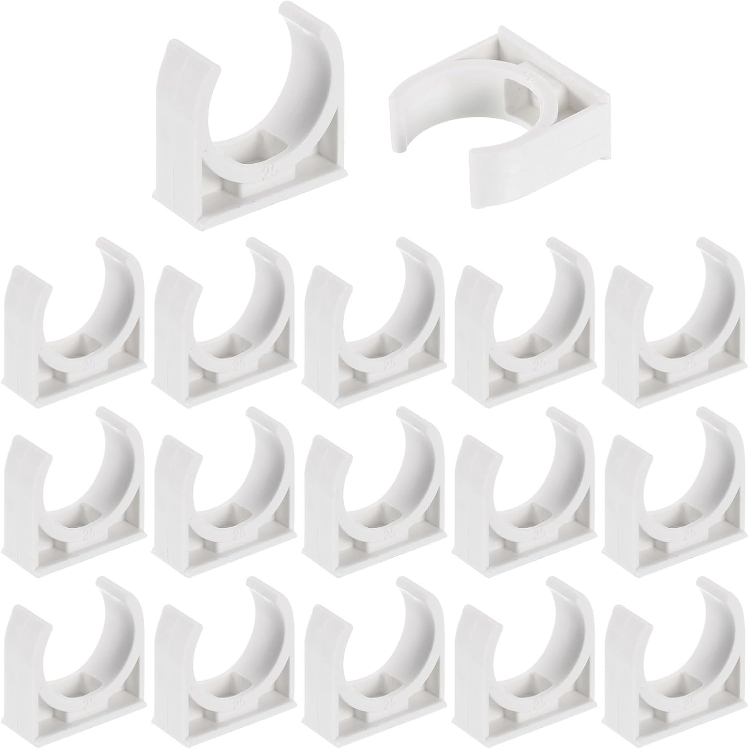 uxcell 32Pcs PVC Water Pipe Clamps Clips, U-Shaped Tubing Hose Buckles, Irrigation Tube Holder for 50mm OD for TV Trays Tubing Hose Hanger Support Tubing, White