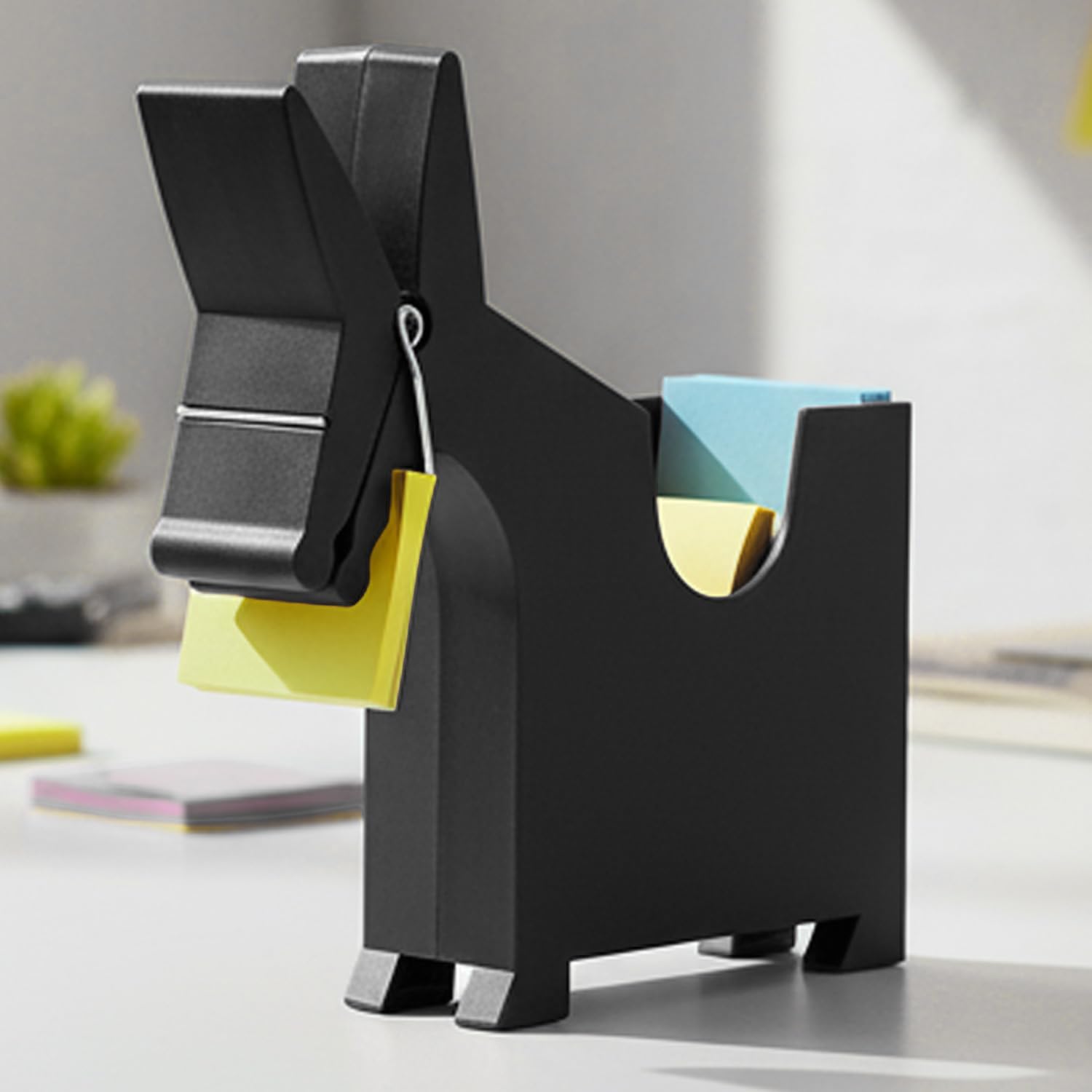 Morris The Donkey Desktop Memo Holder, Cute Desk Accessories & Office Supplies, Funny Desk Decor & Office Accessories, Sticky Note Holder (Black, 15x14.5cm)