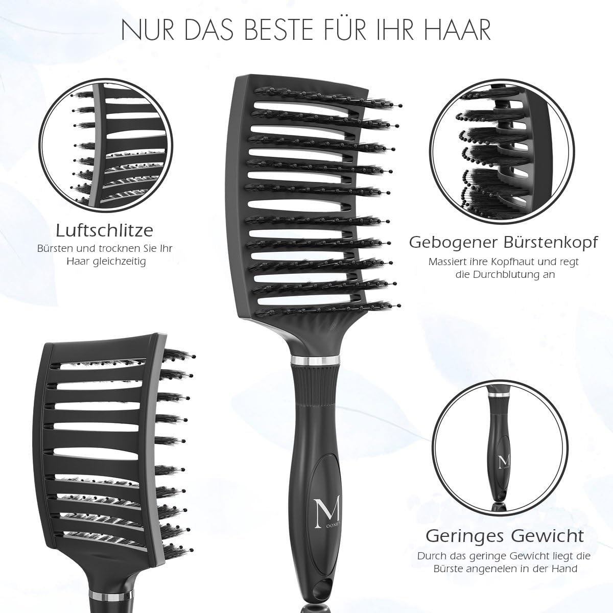 Moonie's Dertangler Hairbrush, Premium Detangling Brush, For Wet & Dry Hair - Image 2