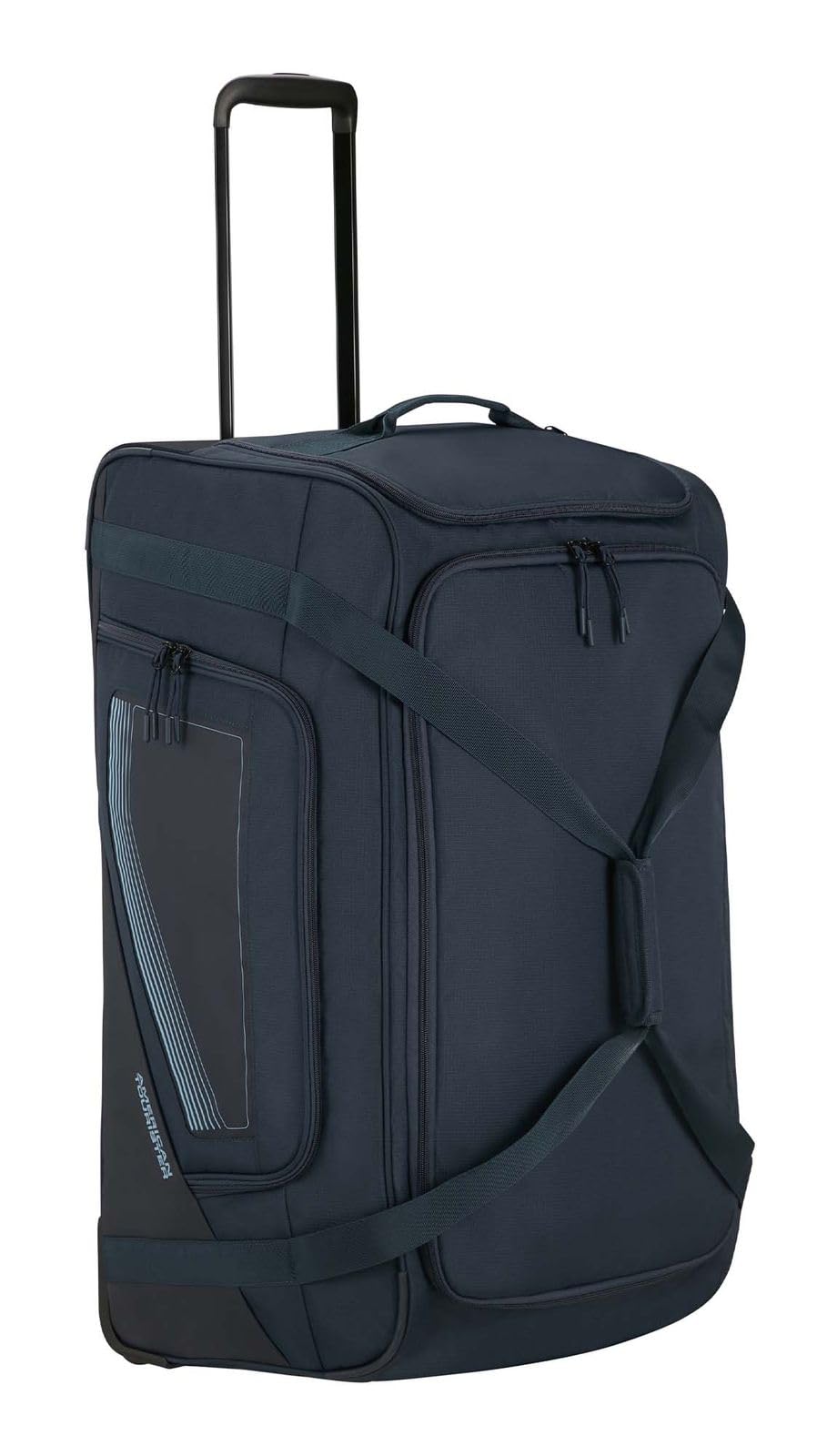 American Tourister City Racer - Borsone con Ruote 77 cm, 129 L - Ampio Spazio & Scomparto Scarpe Separato - Idrorepellente, Manici Multipli, Resistente - Blu (Navy)