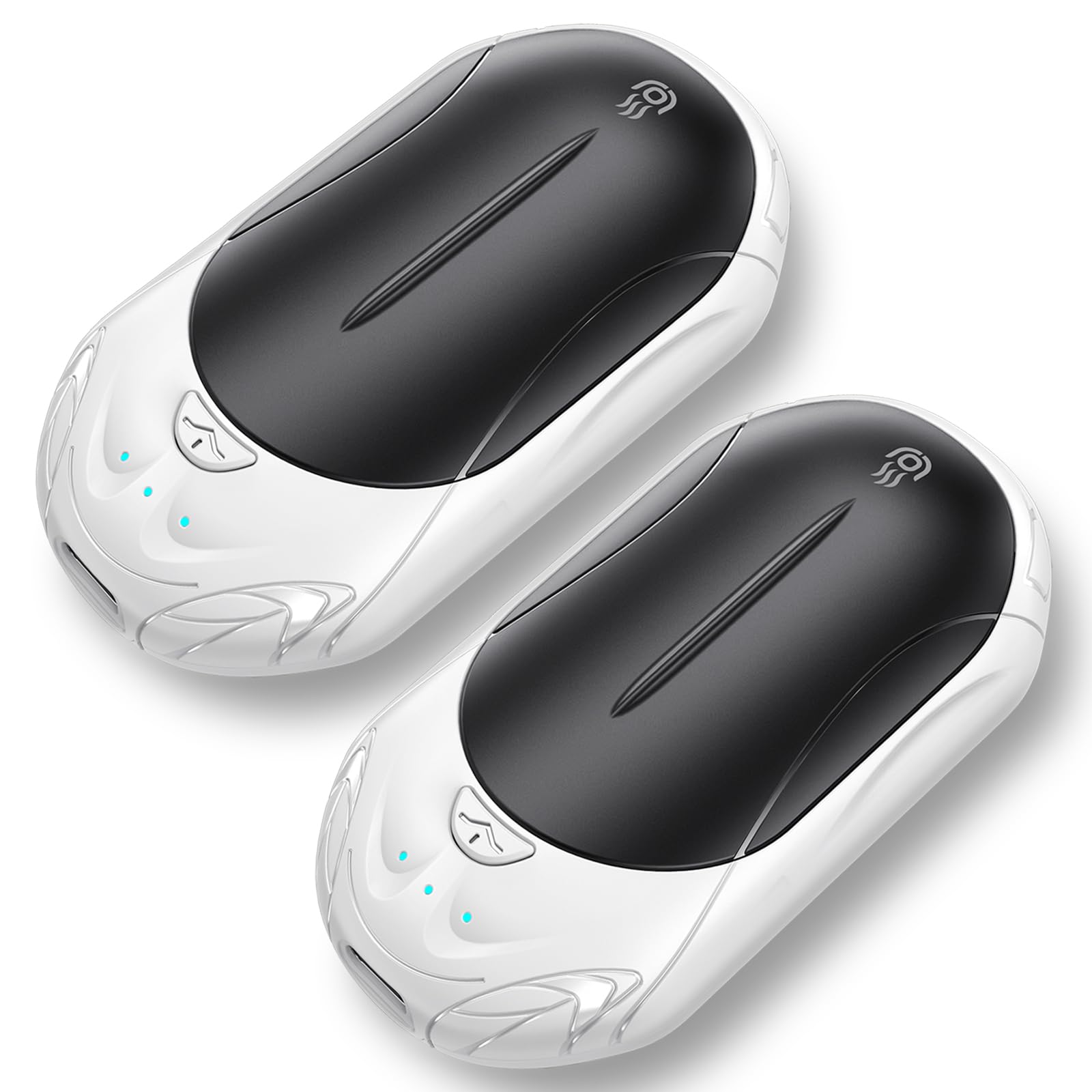 Scaldamani Elettrico 6000 mAh,OUTJUT 2 Pezzi Diviso Scaldamani Ricaricabile, Riutilizzabile Elettrico Scaldamani, USB a Ricarica Rapida, Calore con 3 Livelli per Raynauds e all'Aperto