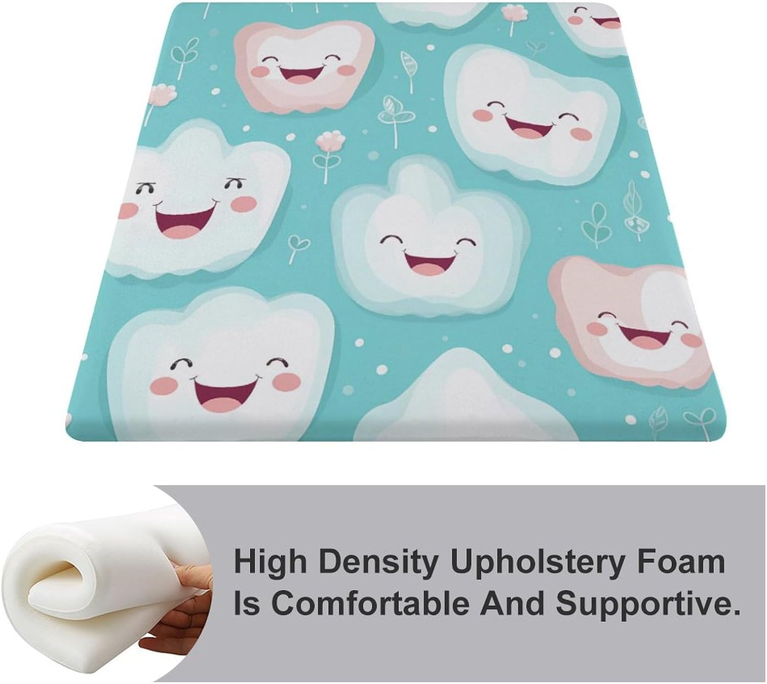 Cute Tooth Patterns Floor Pillow Meditation Yoga Cushion Square Chair Cushion Pillows Seating for Adults
