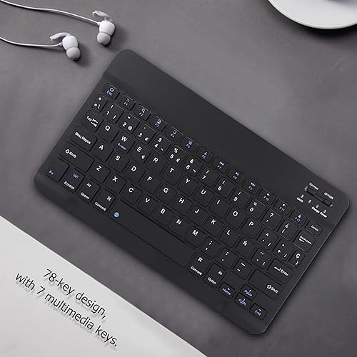 Miniatura 4 de Jectse Teclado español, mini teclado portátil BT 3.0 español Touchpad diseño ultrafino, estructura de pie de tijera, 78 teclas, compatible con iOS
