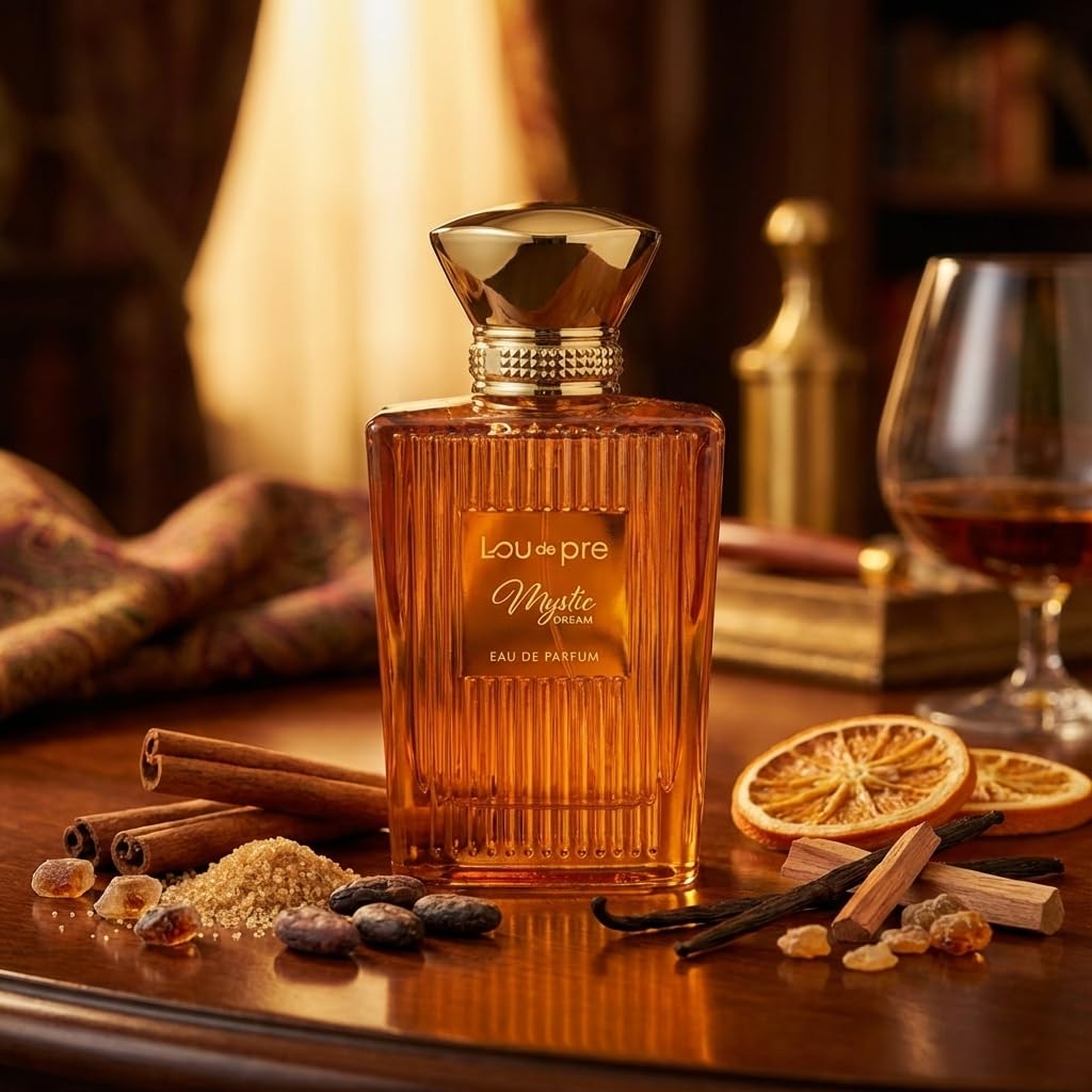 LOU DE PRE Mystic Dream Parfüm Eau de Parfum 90 ml Damen – Ambrierter Vanilleduft mit Cognac, Zimt & Tabak – Süß, warm & luxuriös – Lang anhaltender Frauenduft EDP
