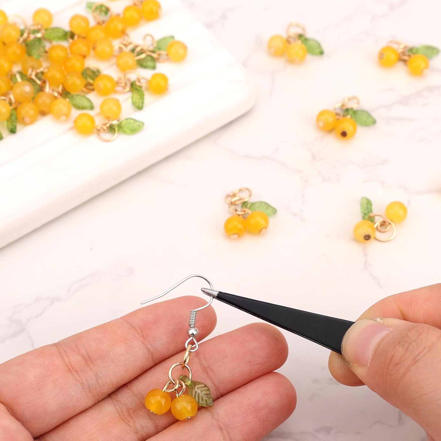 30pcs Yellow Cherry Charms, Cute Glass Yellow Fruit Pendant Charms for Jewelry Making with Loop DIY Accessories for Bracelet Necklace Earrings - Image 5
