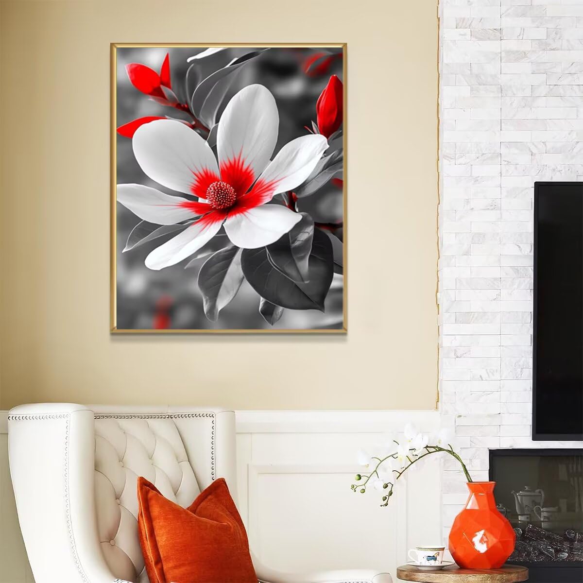 Dipingere con i Numeri Fiore, Paint by Numbers Adulti Pianta, Fai da te Creativi Adulti Quadri da Dipingere Numerati Kit per Decorazione Della Parete di Casa, Regalo 70x95 cm Senza Cornice 4N-V
