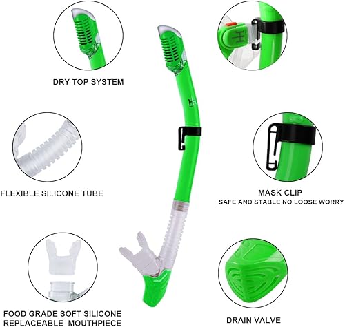 Miniatura 3 de Juego de esnórquel para niños con máscara, aletas, paquetes de esnórquel, con máscara de buceo, esnórquel, aletas ajustables para nadar, bolsa de