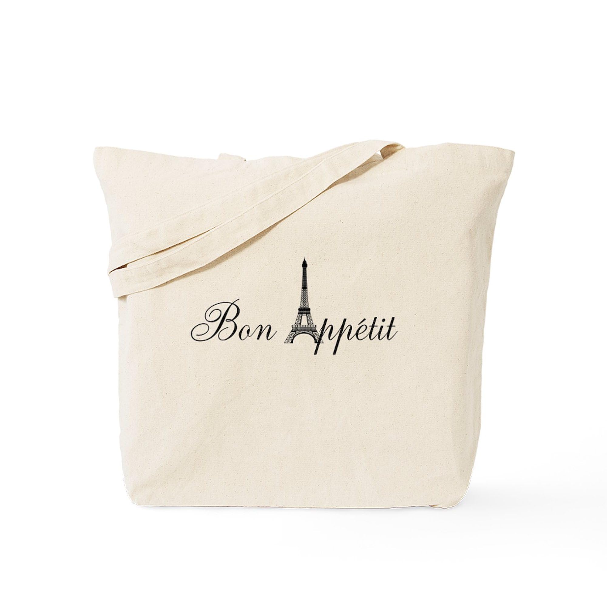 CafePress Bon Appetit Paris French Eiffel Tower Tote Bag Reusable Natural Beige Canvas Shopping Bag