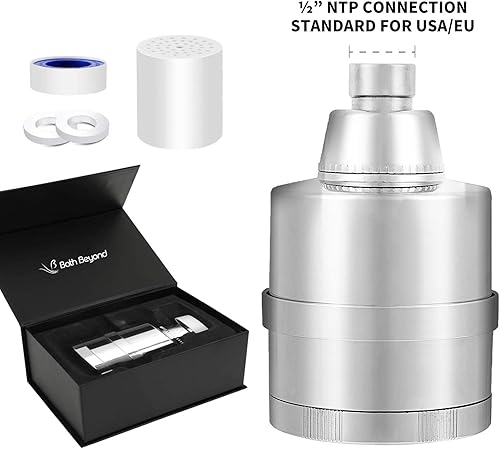 Miniatura 7 de BathBeyond cabezal de filtro de ducha 2 en 1, vitamina C, 15 etapas, filtro de agua de alta salida con cartucho para agua dura, elimina el fluoruro