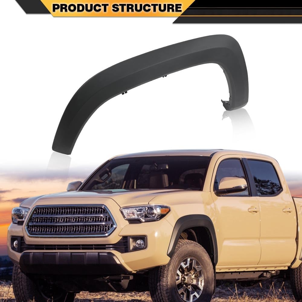 ANDPLAY Fender Flares Front Left Driver Side, Compatible with Toyota Tacoma 2016-2021 Fender Flares Moulding Trim Wheel Opening Molding Set TO1290109 7587204060(Smooth Factory Style)
