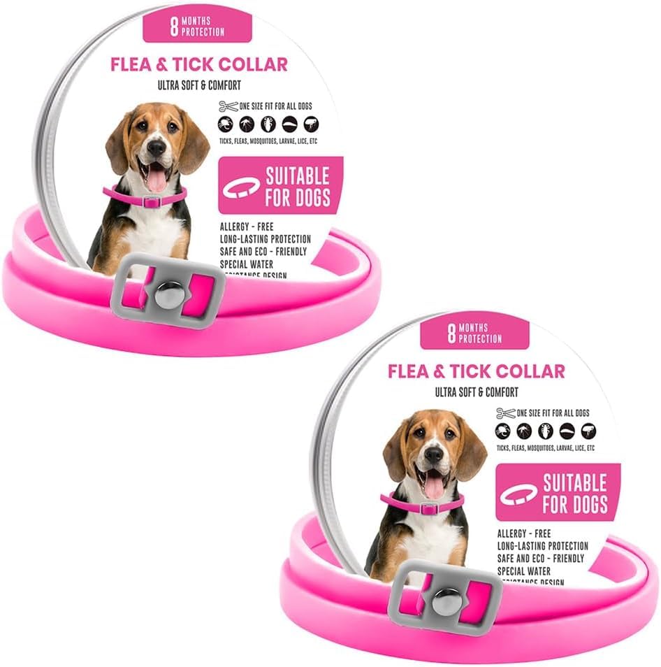 Collar Antiparasitario Perros Ajustable y Impermeable como pulgas Mosquitos y garrapatas al Aire Libre Collar Ajustable de 65cm para Perros y Gatos de Cualquier tamaño 2 Piezas
