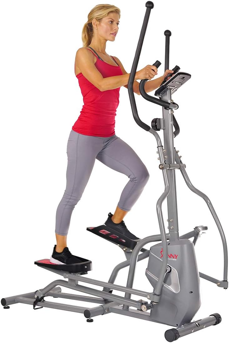 Sunny Health & Fitness SF-E3810 Magnetic Elliptical Trainer: 8-Level Resistance, 18" Stride, Pulse Monitor, SunnyFit App - Low-Impact Full Body Home Workout