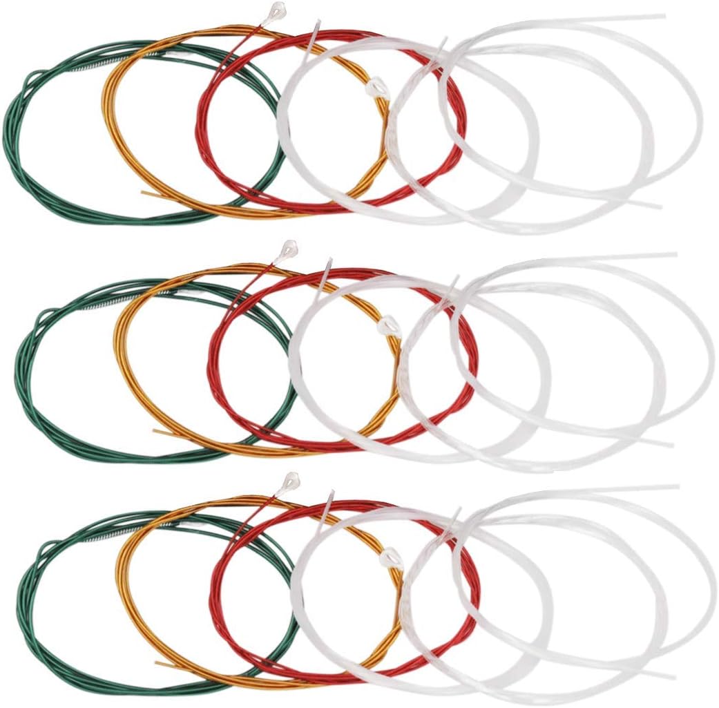 Colorful Classical Guitar Strings 3 full sets Clear Nylon for E-1st B-2nd G-3rd and Nylon Core Colorful Coated Copper Alloy Wound for D-4th A-5th E-6th