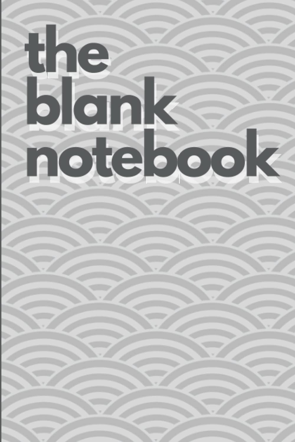 Simple Blank Notebook Journal with traditional Japanese design "Seigaiha" black & white 100 Pages 6 x 9