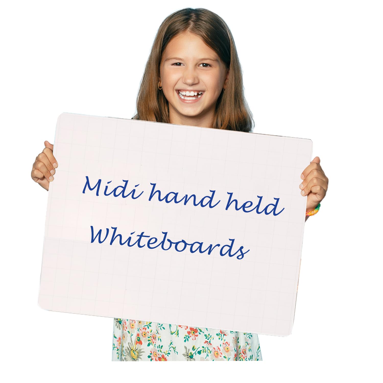 Portable Hand-held Whiteboard | 550 x 440mm | Bulk Pack x 50 Boards | Double-Sided & Frameless Contoured Edge| Feint Grid Supports Writing & Drawing | Suitable for Students, Teachers, Office