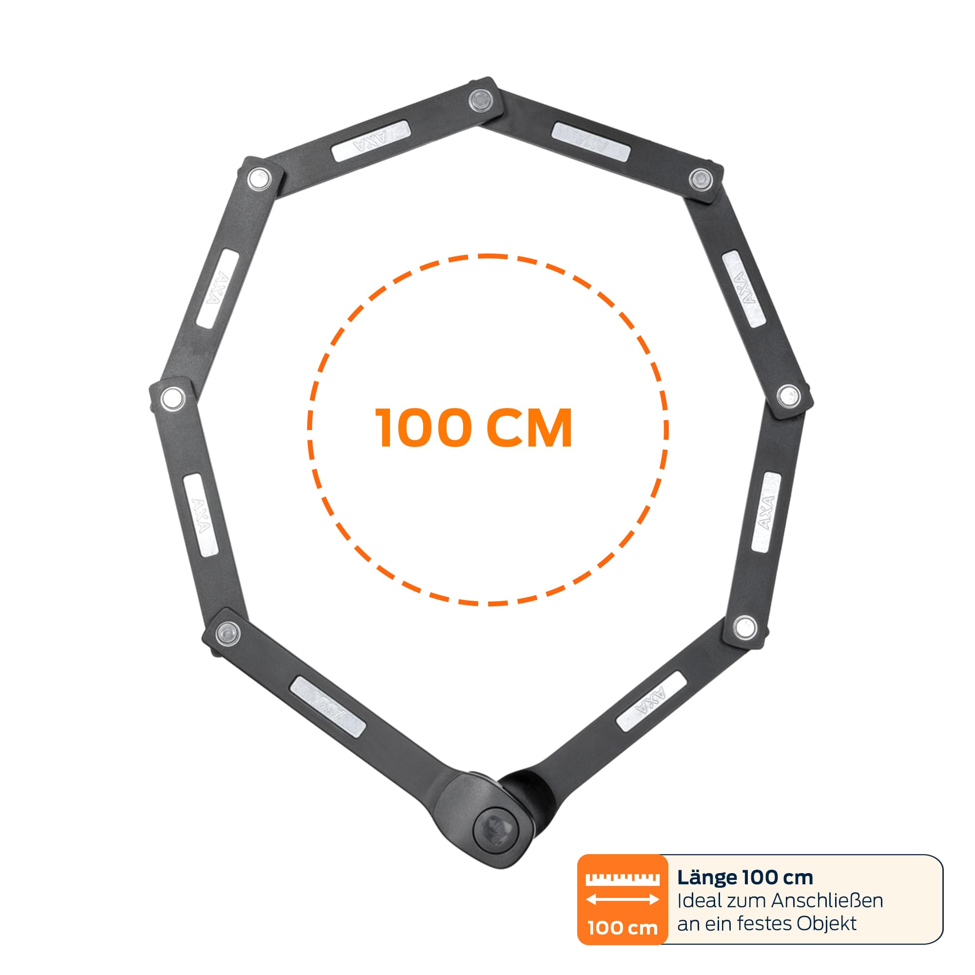 AXA Fold Lite C100 – Antivol Pliable à Code – Longueur 100 cm – Niveau de sécurité 7 – Cadenas à Combinaison Facile à Utiliser – Code Librement réglable – Support Inclus