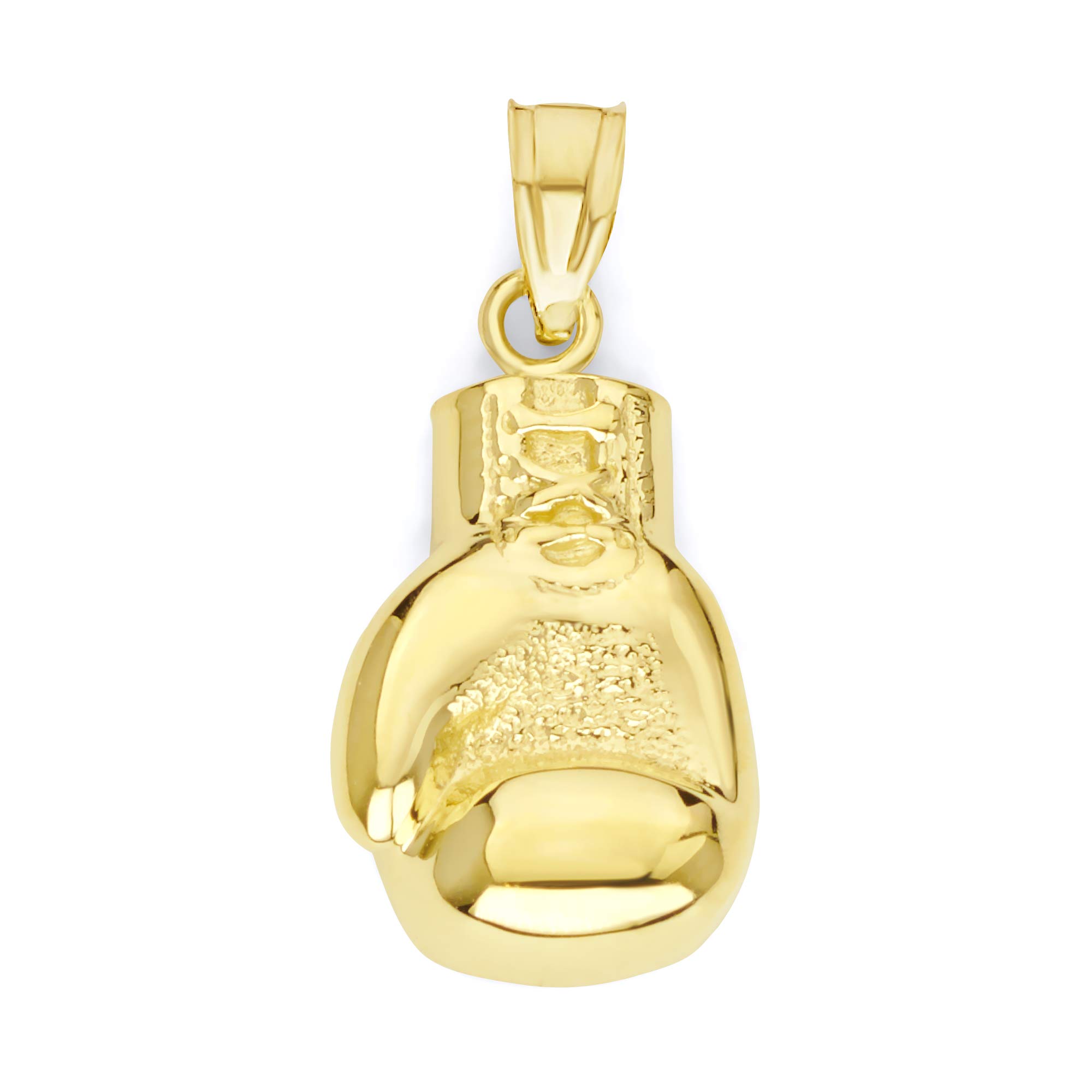 Ice on Fire Jewelry10k Real Solid Gold Boxing Glove Pendant, Fighter Sports Jewelry for Boxers Tournament Prize Charm