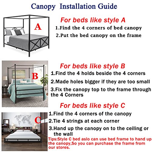 Scmty Princess 4 Corner Post Bed Canopy & Cute Mosquito Net For Girls Bed Adult Bedroom Kids Rooms ; Curtain Net For Twin/Full/Queen/King Size Bed (Solid-Wine Red, King) #TOP7