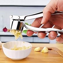 CARDEX Garlic Crusher Presser Garlic Press Multi-Function Manual Portable Garlic Crusher Ginger Mincer Garlic Presser Curved Garlic Grinding Slicer (Silver) (Garlic Press)