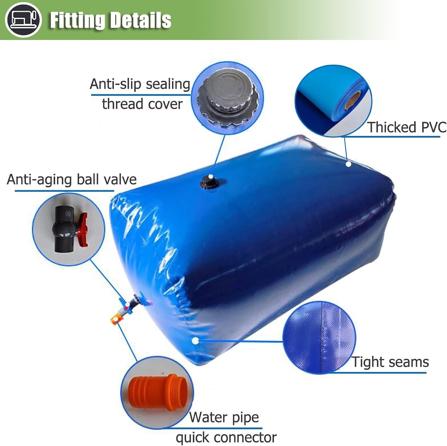 Grande capacité bidons pliants Sac de Douche Solaire Pliable pour RV/randonnée/Camping, Réservoir d'eau Douce Mobile(3.5x2x1 m/7000 L/1 800 Gallon)