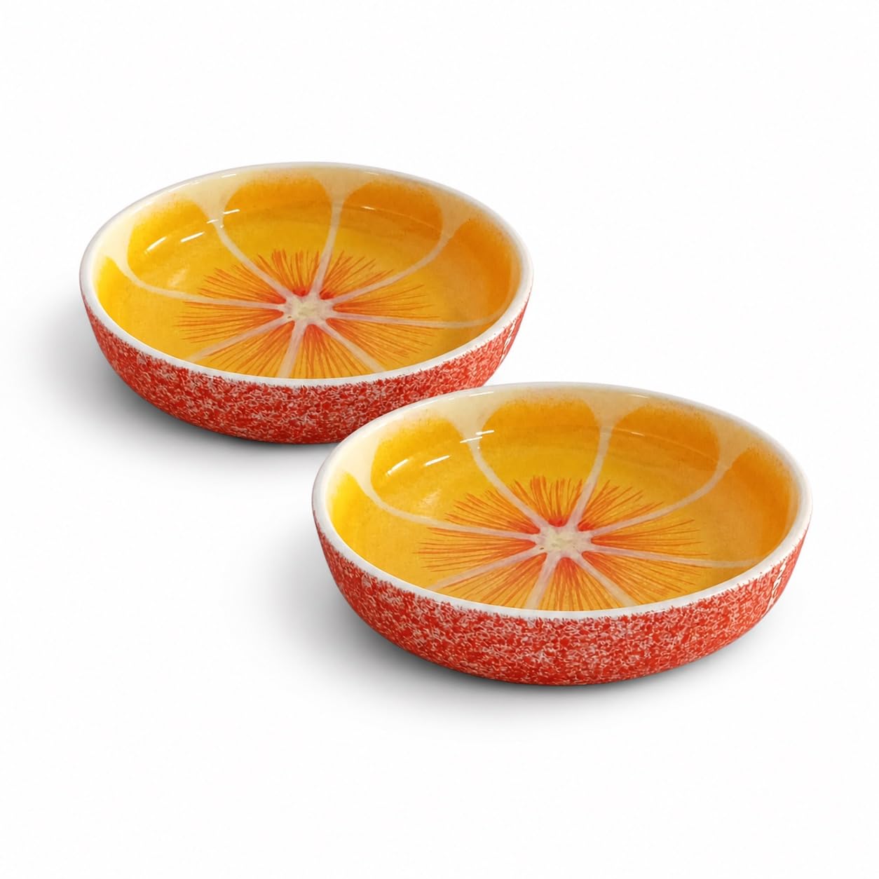 Ensaladera Naranja cerámica pack de 2, bowls grandes 28 cm para ensaladas, fruta y mesa mediterránea