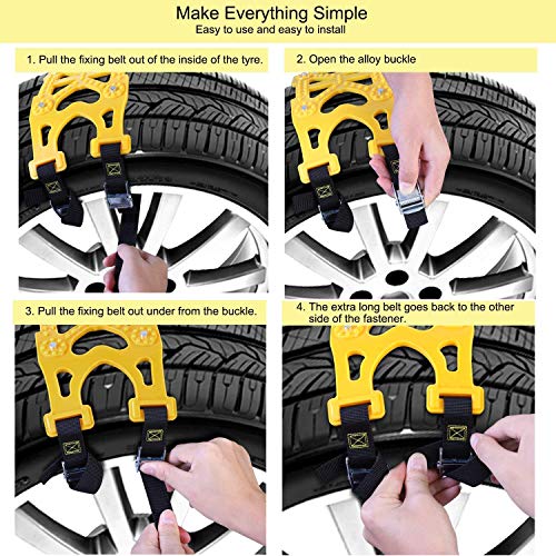 MONODEAL Snow Chains, Anti Slip Tire Snow Chains for Car, Trucks, Pickup Trucks, SUV, Van, Emergency Anti Skid Tire Chains for Winter and Rain - Thumbnail 7