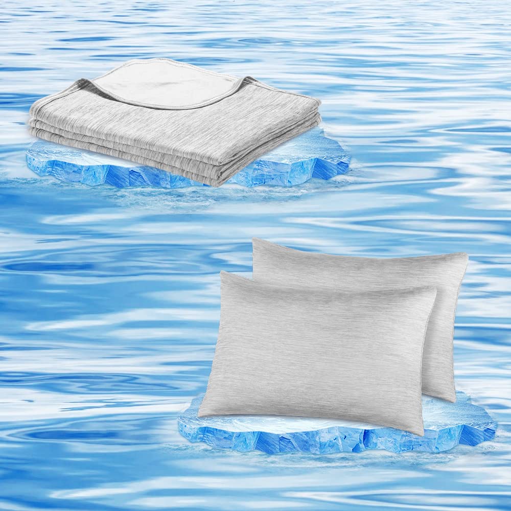 LUXEARCooling Pillowcases King & Cooling blanket51*67 Japanese Q-Max 0.45 Arc-Chill Cooling Fiber, Breathable, Soft, Eco-Friendly for Adults, Children, Babies. Keep Cooling in Summer Night