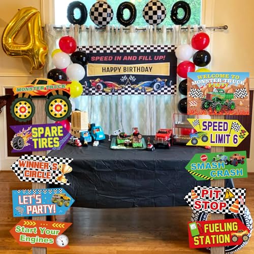 Image of Hooqict 20 Pieces Truck Party Decorations Signs Welcome To Truck Birthday Party Supplies Classroom Wall Door Porch Yard Sign Car Backdrop