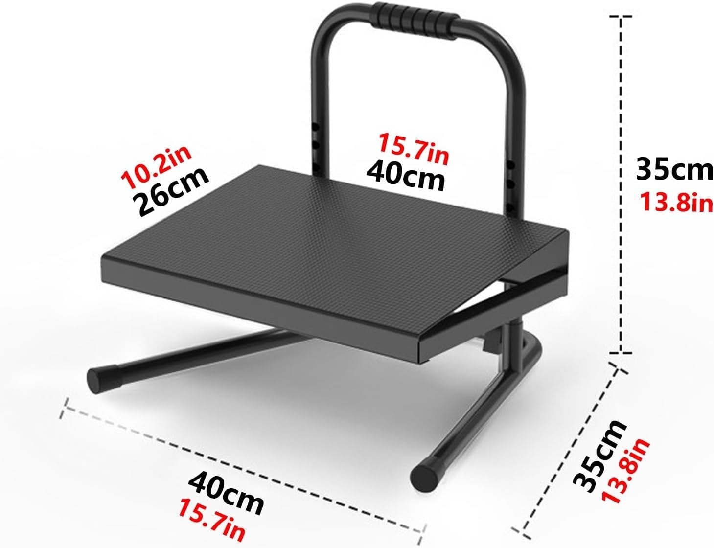 Reposapiés Debajo del Escritorio, Reposapiés De Altura Regulable, Reposapiés Ergonómico para Escritorios De Pie, con Asas Y Seis Ajustes De Altura