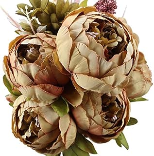 Duovlo Fake Flowers Vintage Artificial Peony Silk Flowers Wedding Home Decoration,Pack of 1