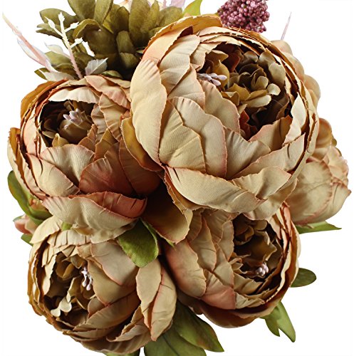 Duovlo Fake Flowers Vintage Artificial Peony Silk Flowers Wedding Home Decoration,Pack of 1