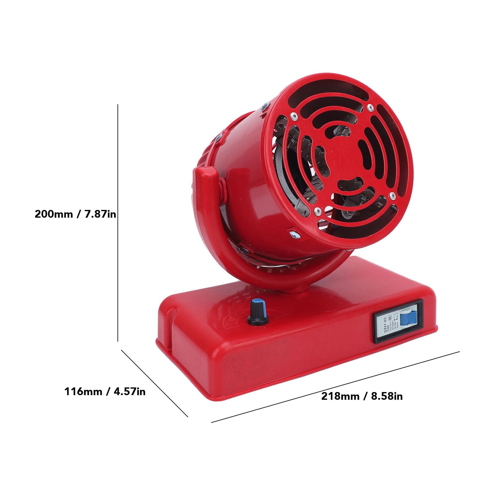 ViaGasaFamido Riscaldatore Elettrico Portatile DC24V 300W, Riscaldatore Elettrico Portatile in Acciaio Inossidabile per Cantiere e Serra con Controllo Continuo della velocità, Riscaldamento Fino a