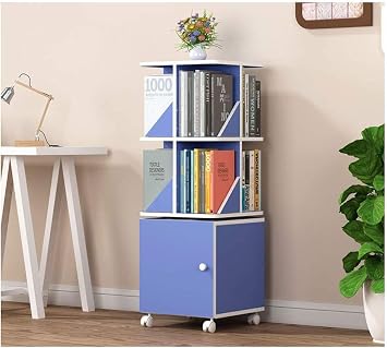Tograt Bookshelf Bookshelves Bookcase Book Case Color Bookshelf with Cabinet Wheel 360 Degree Rotating Bookcase Office Study Storage Shelf Simple Corner Storage Holder Book Shelf Book Shelves