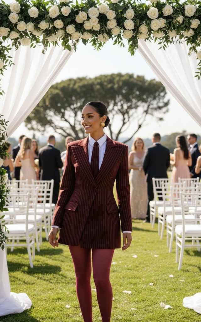 Pinstripe Blazer Dress for Women Sexy Elegant V Neck Bridesmaid Dresses 1 Button Work Office Blazer Jacket with Tie