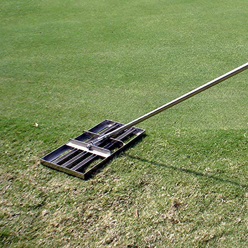 Grabie wyrównujące trawnik | Poziomica do trawników golfowych | Wytrzymała stal nierdzewna | Uchwyt 43-calowy | Sprzęt do wyrównywania trawników o dużej pojemności