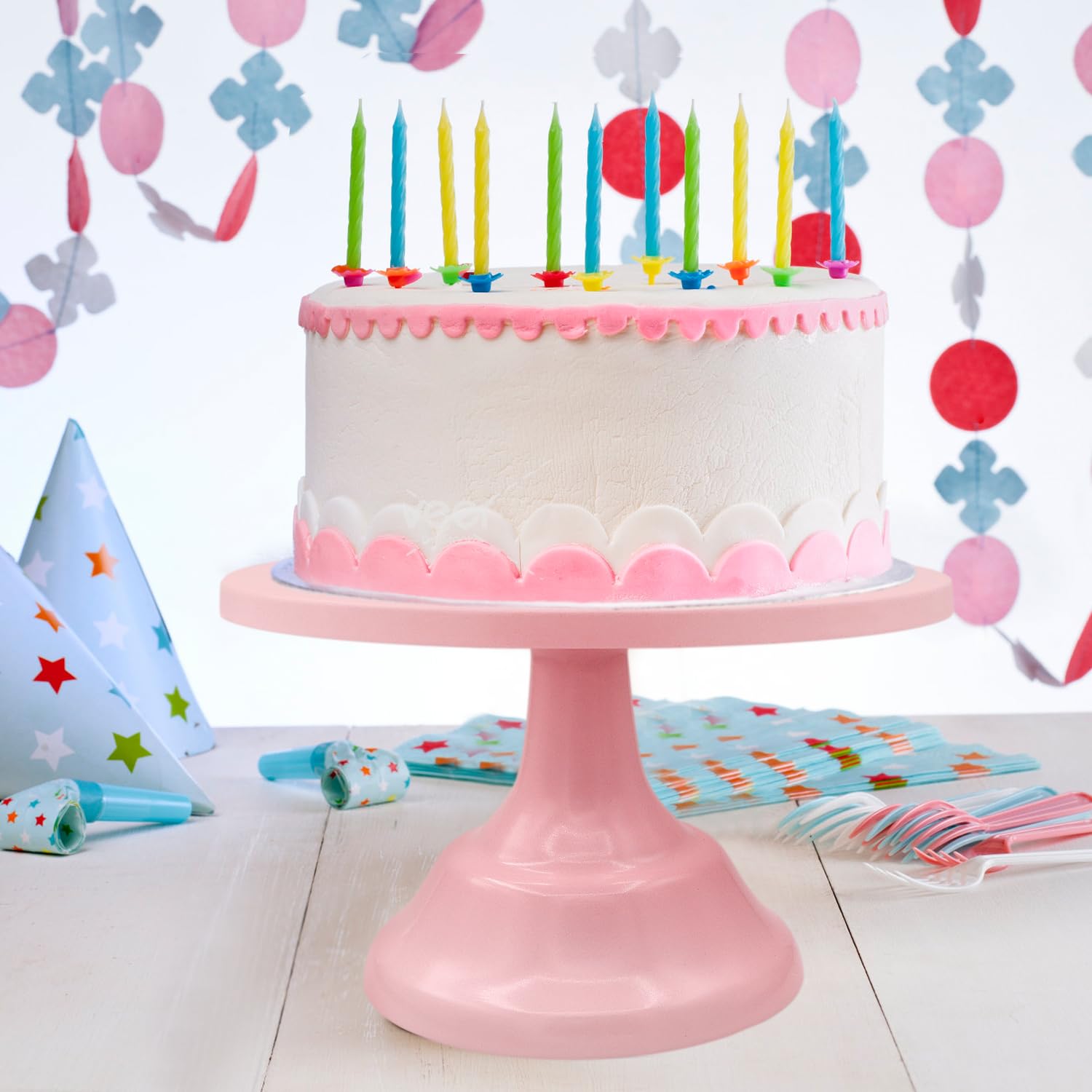 3 Stück rosa Kuchenständer, Metall-Kuchenständer-Set für Desserttisch, 20,3 cm, 25,4 cm, 30,5 cm, runder Kuchenhalter, Dessertkuchen, Pizza-Präsentationsständer für Party, Hochzeit,