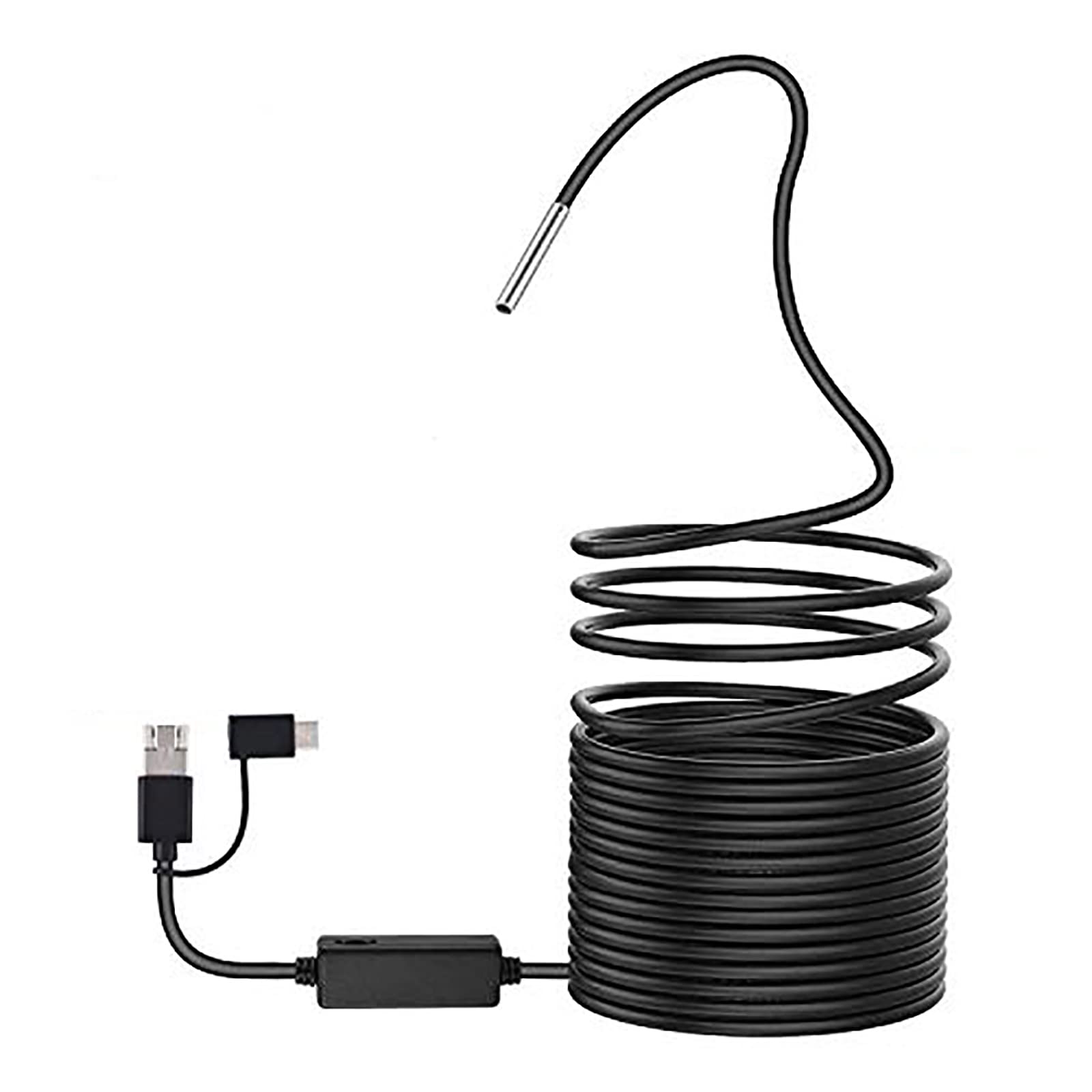 USB Endoscopio, Akozon 3 en 1 cámara de inspección de endoscopio 20-Meter 5.5mm 720P cámara de Serpiente Impermeable con 6 Luces LED Ajustables para inspección de tuberías