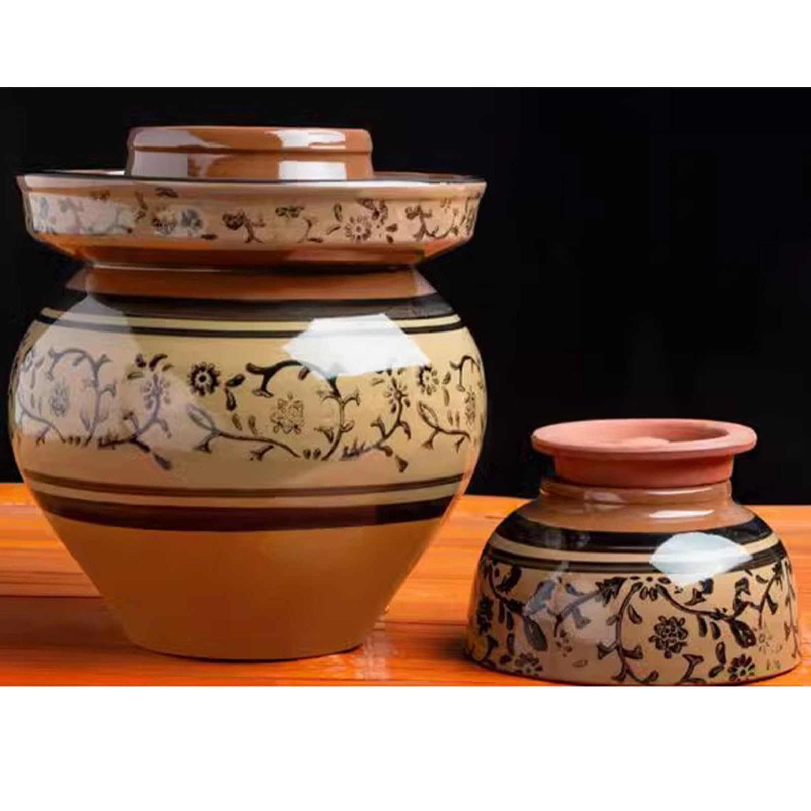 Tradycyjny chiński ceramiczny słoik na kiszonki - garnek fermentacyjny z pokrywką z uszczelką wodną do kiszenia i fermentacji(6L)