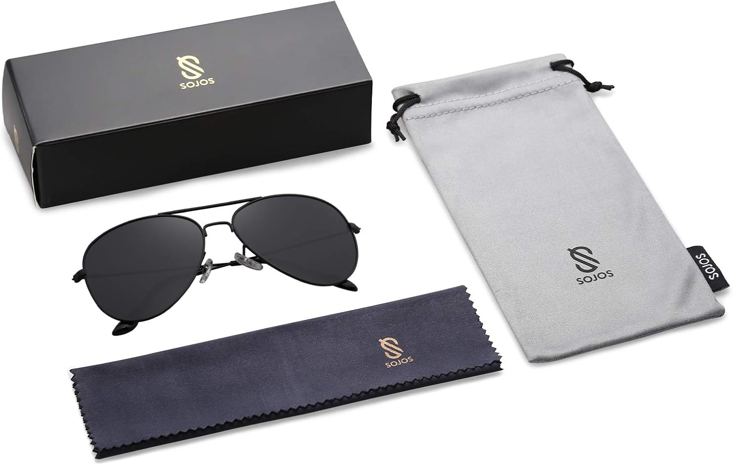 SOJOS Classic Aviator Polarized Sunglasses for Men Women Vintage Retro Style SJ1054,Black/Grey : Clothing, Shoes & Jewelry