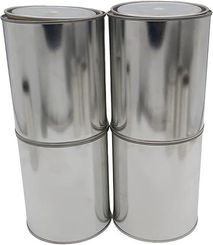 Miniatura 9 de Latas de pintura de tamaño de cuarto de galón de metal, latas vacías sin forro de calidad con tapas, color plateado y %100 reciclables (paquete de 8)