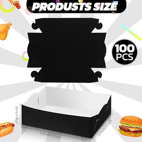 Miniatura 2 de Uiifan 100 bandejas de papel de 2 libras, bandejas desechables para nachos, cartón, Halloween, papel de Halloween, bandejas para botes, bandejas de