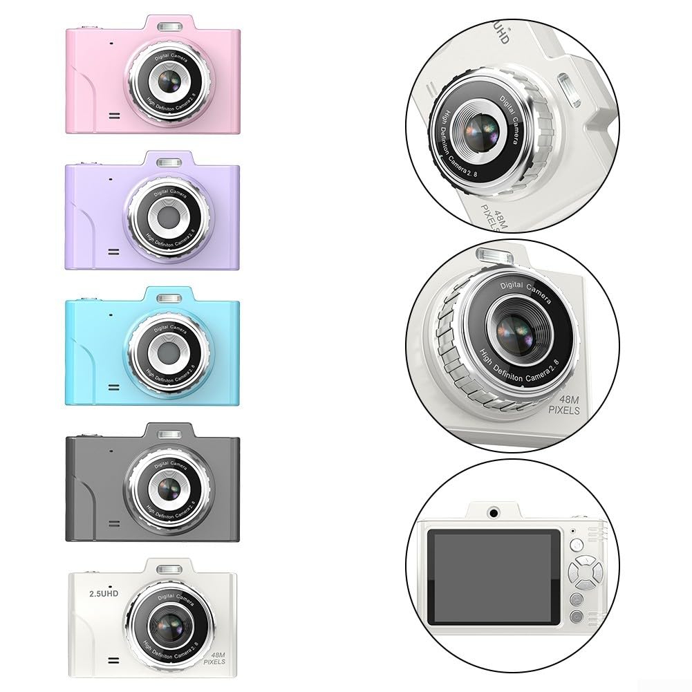 Fotocamera digitale da 48 MP 8X per zoom Compact Point and Shoot Anti-Shake FHD 1080P Vlogging Travel Cam Viola (viola)