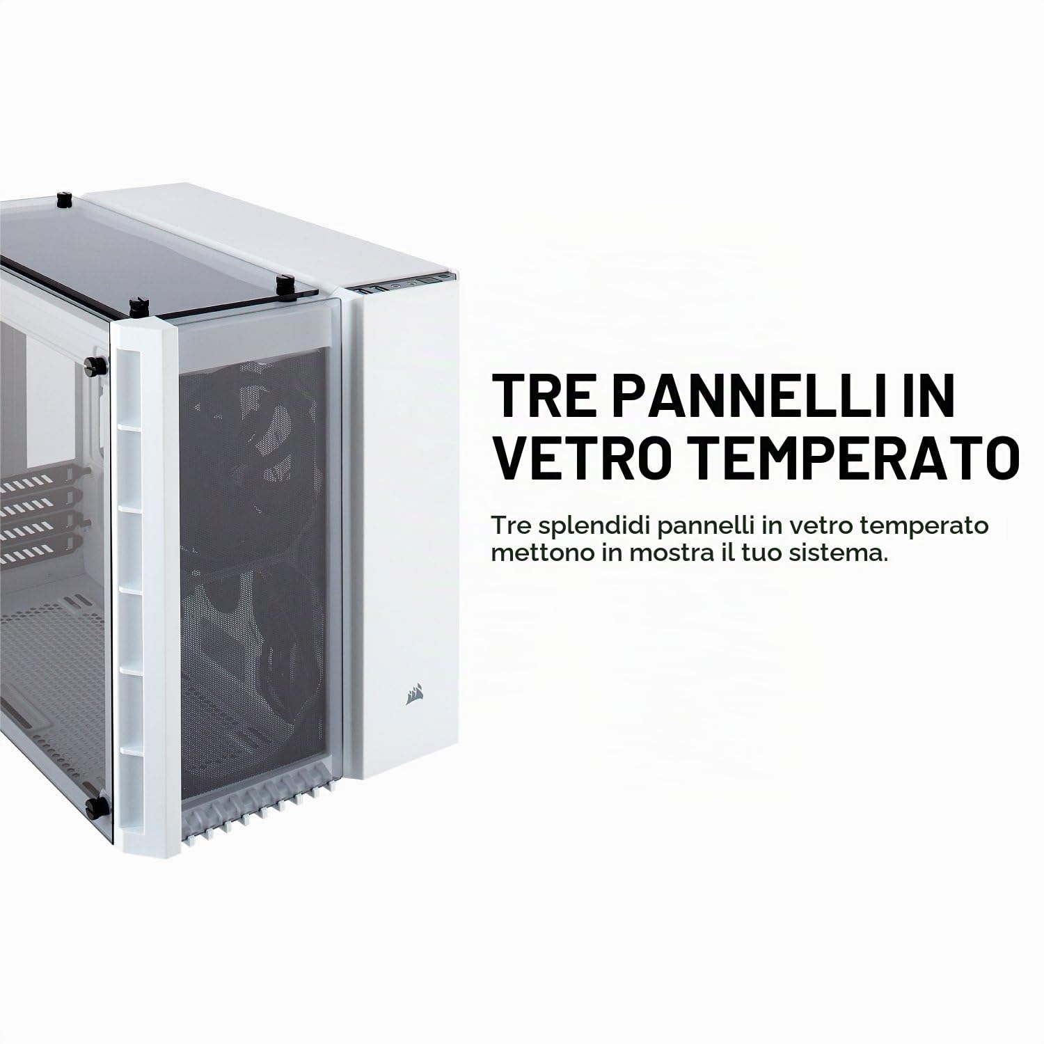 Corsair Crystal 280X Case da Gaming, Micro ATX Vetro Temperato, Bianco