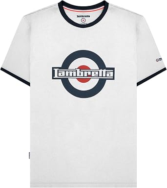 Lambretta Mens Logo Ringer Short Sleeve T-Shirt - White - 2XL