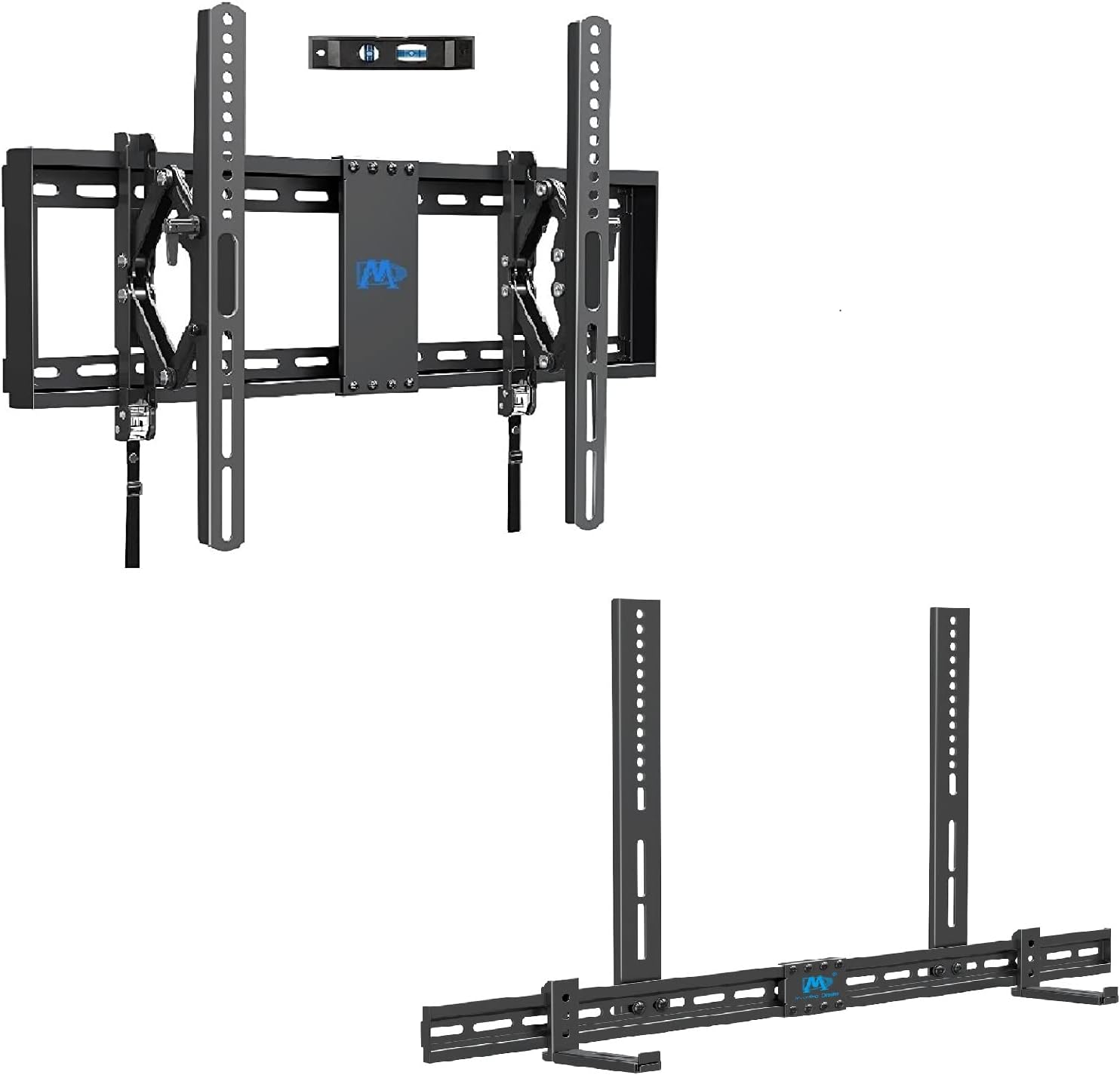 Mounting Dream Advanced Tilting TV Wall Mount for 42-90 Inch TV, up to VESA 600x400mm, 120 lbs, MD2104 and Soundbar Mount with Holes/Without Holes, Non-Slip Base Holder Extends 3.4'' to 6.1'' MD5425