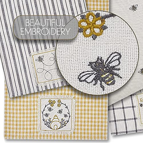 VHC-Brands-Embroidered-Bee-Decorative-Whimsy-Kitchen-Tea-Towel-4-Pack VHC Brands Embroidered Bee Decorative Whimsy Kitchen Tea Towel 4 Pack