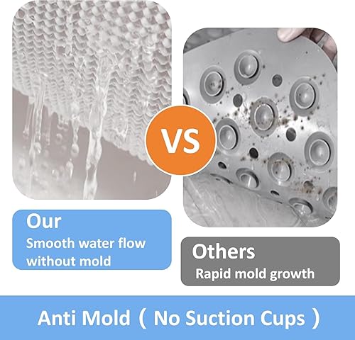 Miniatura 6 de Tapete de ducha cuadrado, 24 x 24 pulgadas, tapete de ducha súper antideslizante para ducha interior, tapete de baño de esponja de PVC suave sin