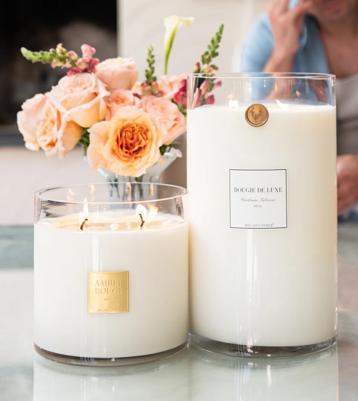 | 150oz, Up to 500 Hours | Amber Rouge | Saffron, Jasmine, Amberwood | Natural Coconut-Soy Wax | by Big Ass Luxuries | As Seen On Shark Tank