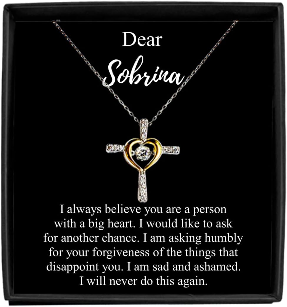 EzGift Forgive Me Sobrina Necklace Apologize Gift Forgiveness Present Idea Ask For Another Chance Pardon Quote Jewelry Sterling Silver With Box
